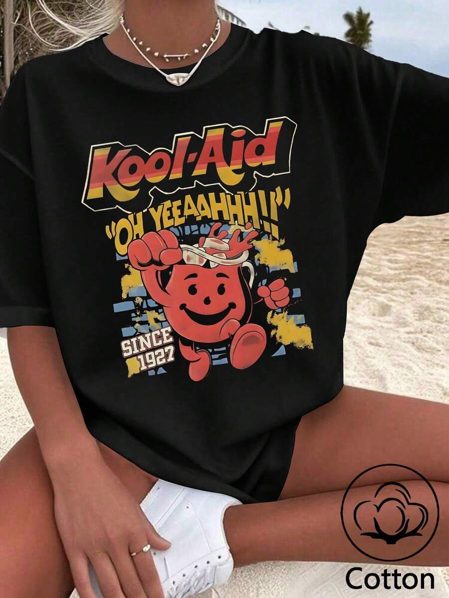 Women's 100% Cotton T-Shirt With A Flattering Cut, Cool And Lightweight Fabric, Comfortable Summer Wear Suitable For Outings And Various Occasions - Black - View 1