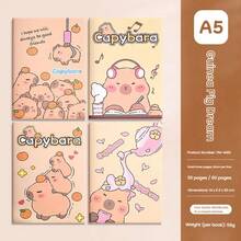 1Pc A5 Cute Cartoon Lined Notebook, Sewn Binding Thick Eye-Protection Paper, Kawaii Capybara Rabbit Design Writing Notepad For Students School Stationery - A5 lined - View 19