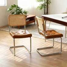 Dining Chairs Set Of 2, Faux Leather Accent Chairs With  Legs, Modern Mid Century Breuer Designed Chairs - Brown - View 2