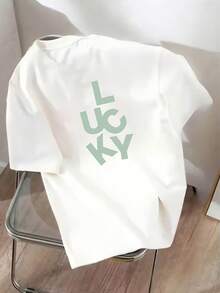 2026Spring And Summer Women's Short Sleeves T Shirt,Fashionable Letter Design,Y2K Style,Soft And Breathable,Suitable For Everyday Wear. - 白色 - 查看 2