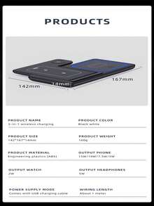 Foldable 3-In-1 Wireless Charging Station, 15W Fast Multi-Device Charger. Dual-Angle Stand Supports Horizontal And Vertical Layouts, Suitable For Video Watching. Foldable Compact Design, Perfect For Desk, Bedroom, Office, Travel. Compatible With All Qi Wireless Phones, Smartwatches And Bluetooth Earphones. Sensitive Coil Provides Stable Power. Lightweight ABS Shell With Ambient Light, Say Goodbye To Cluttered Charging Cables. - Black - View 11