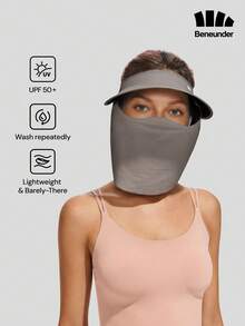BENEUNDER Women's Mesh Breathable Open-Top Face Shield Visor Hat – Model SS020 - Grey - View 1