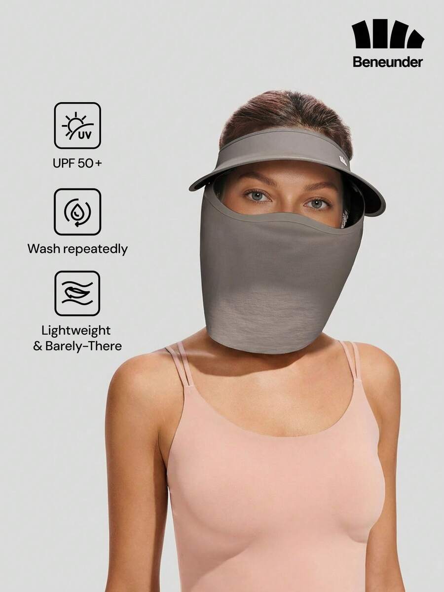BENEUNDER Women's Mesh Breathable Open-Top Face Shield Visor Hat – Model SS020 - Grey - View 1