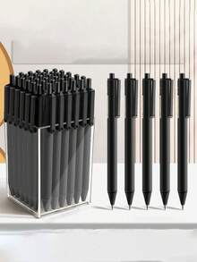 20pcs Black & White Retractable Gel Pens, INS Style Student Exam Quick-Dry 0.5mm Black Ink ST Pens, Barrel-Packed Japanese Style Retractable Gel Pens, Large Capacity Writing Pens For Students, Office And Signing, Back To School - Multicolor - View 5
