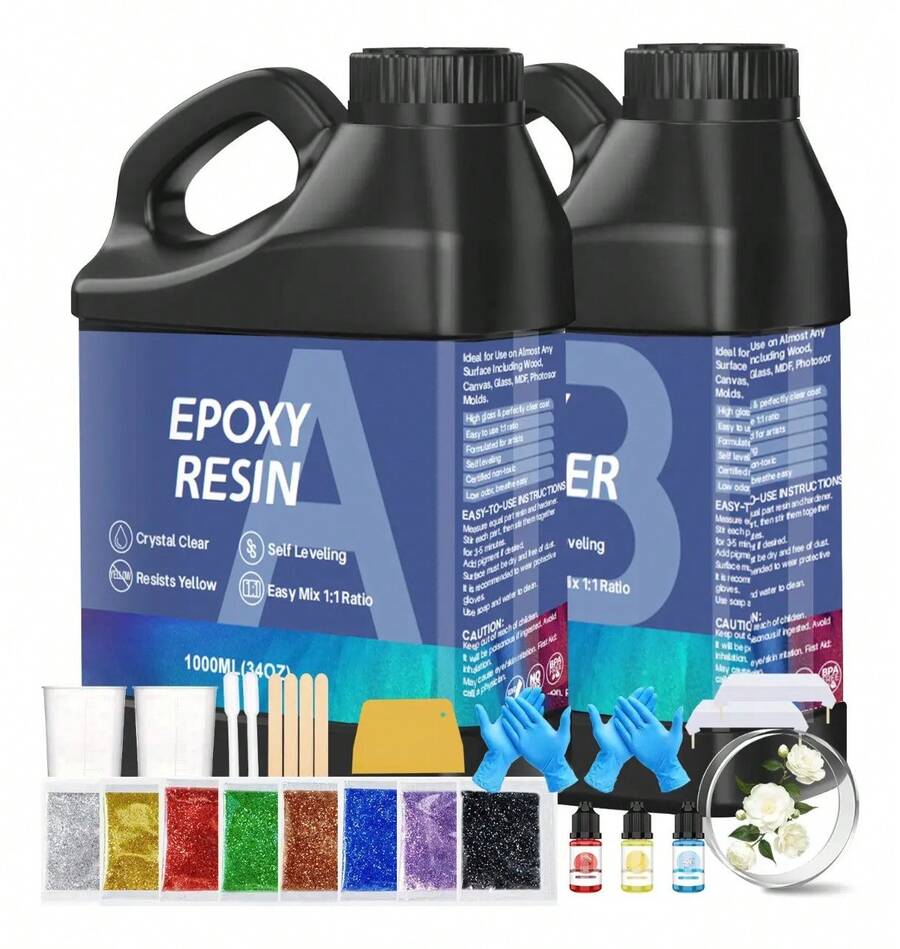 2000ml Epoxy Resin Kit With Craft Accessories (Black) - 1 - View 1