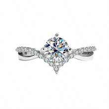 1pc Stunning Round CZ Promise Ring S925 Sterling Silver Pave Halo Wedding Jewelry Gift - White Gold - View 16