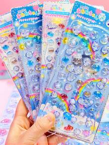 Cartoon Water Drop Crystal Art & Craft 3D/DIY Stickers, Exquisite Liquid Crystal 3D Self-Adhesive Reusable DIY Decorative Stickers, Interactive Stickers For Kids, Daily Decoration Stickers, Party Decoration Stickers, Children's Sticker Game, Candy Drop Stickers, Sticker Book Fun 3D Embossed Texture Stickers, Scrapbook Material, Embossed Stickers, Waterproof, Wear-Resistant, Reusable - Multicolor - View 8
