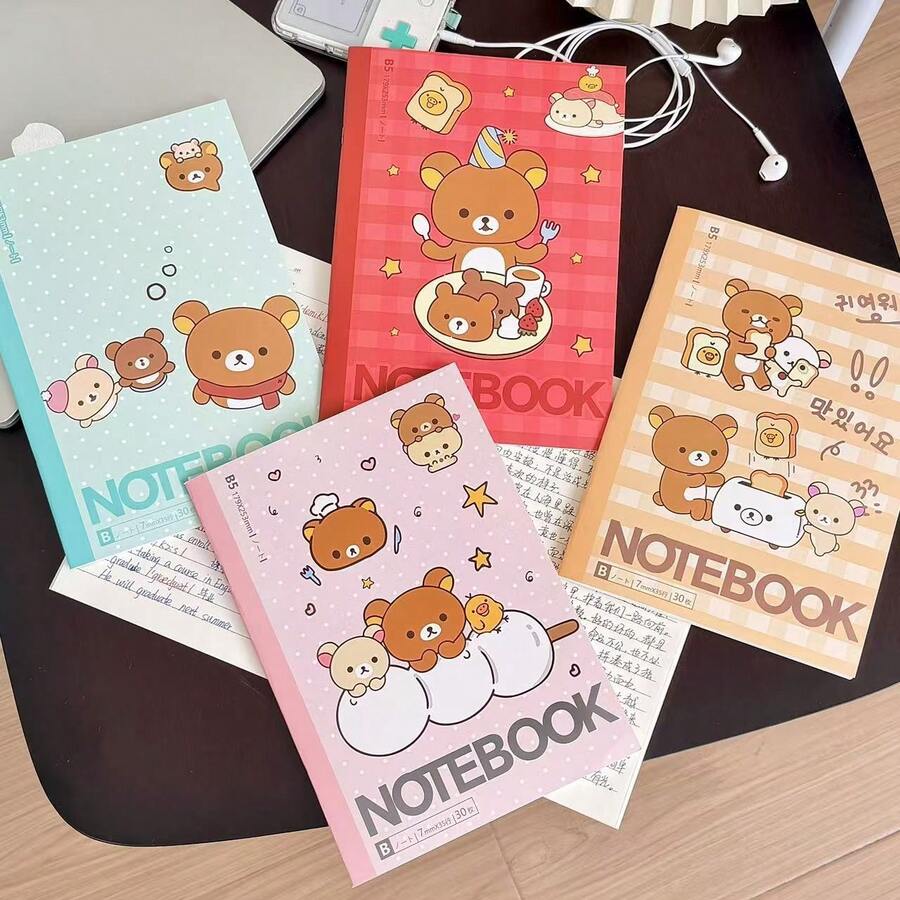 Rilakkuma Cute Cartoon Bear Notebook, Student B5 Lined Journal Notepad