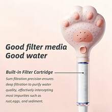 1pc Adjustable Handheld Shower Head, Lotus-Style Shower Head, Cute Cat Paw Design, 3-Level Adjustable Massage, Suitable For Bathroom, Wall-Mounted Installation, Plastic Material, For Shower Use Only - Shower Head - View 6