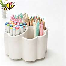 1pc Desktop Pen Holder, PP Makeup Storage Box, Desktop Organizer, Clover 4-Compartment Storage Design - Suitable For Office, School, Home, Desk - Ideal Choice For Small Spaces And Home School Supplies - One Size Fits All - View 6
