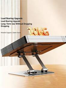 1pc New Silver/Black Tablet Stand, Desktop Live Streaming Phone Holder With 360° Rotating Base, Metal Design Wide And Stable Ensuring Secure Grip, Compatible With Multiple Tablets And Phones, Multi-Function Mounting Device, Multi-Angle Adjustable Design, Suitable For Office Desk/Workstation Office Staff And Tech Enthusiasts - View 5
