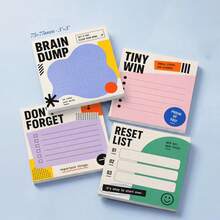 1pc Random/4pcs "Brain Dump, Don't Forget,Tiny Win,Reset" List"Minimalist Daily Planning Sticky Note,Suitable For Planner Journal Office School, Motivational Stationery Gift For Students Self-Adhesive Reminder Notes For Office, School, Work, Desk - one-size - View 2