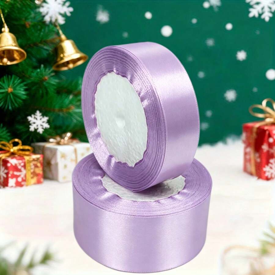 2 Rolls Light Purple Satin Ribbon, (1.57 Inch + 1 Inch Wide), 900 Inch Long, Satin Ribbon For Cake, Candy Box Packaging Decoration, Wedding Handmade Rose Hair Clip Ribbon, Valentine's Day, Mother's Day, Christmas Decoration Bow Ribbon Gift Decoration Ribbon
