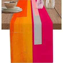 1 pieza; 1 Pieza Camino de mesa geométrico rosa y naranja vibrante - Diseño abstracto moderno, adecuado para cocina, comedor, mesa de café, boda y fiesta, decoración del hogar de moda, decoración de cocina - Ver 1