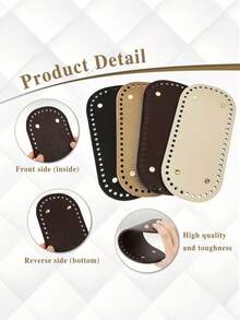 1 Set 3pcs Durable PU Material Handmade DIY Crochet Bag Making Kit, Includes Adjustable Shoulder Strap, Base And Zipper Closure, Label. Pre-Punched Design For Easy Crocheting And Sewing. Beige, Black, Brown Available. Perfect For Making Handbags, Shoulder Bags And Crossbody Bags, Ideal Gift Choice For Beginners, DIY Wallet, Crafters And Craft Classes. - Multicolor - View 3