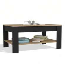 Mesa de té rectangular para sala de estar, Mesa de café, Escritorio, Mesa de reunión, Mesa pequeña, Mesa lateral, Mesa de almacenamiento, Mesa organizadora, Mesa central de sofá, Soporte para organizar libros, Mueble decorativo - Multicolor - Ver 6