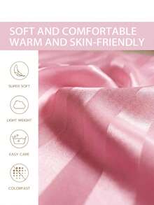 2/3Pcs Satin Striped Bed Sheet Set, Soft & Breathable, Wrinkle-Resistant, (1 Flat Sheet + 1/2 Pillowcases, No Filling) Suitable For All Seasons, Soft & Comfortable, Ideal For Dorm Students, Home Bedroom, Guest Room, Multi-Color Soft & Durable, Extra Large Bedding, Suitable For Travel And Dorm - Pink - View 4