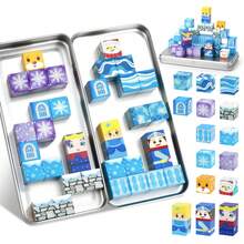 35pcs Magnetic Building Blocks - Snow Forest Theme - DIY Ice And Snow World, Travel Portable Set, Children's Snow House Shape Assembly, Creative Play Toys For Boys And Girls, STEM Sensory Construction - Multicolor - View 1