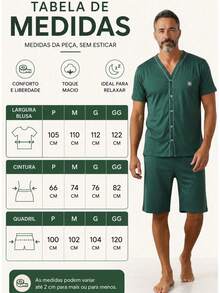 Men's Button-Down Post-Surgical Pajamas, Short Sleeves, Senior Style, High-Quality Knit Fabric - Grey - View 4