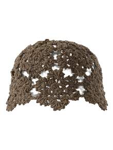 1 Pc Floral Crochet Hollow Out Boho Cotton Knit Headscarf Hat Summer Beach Breathable Thin Skull Cap Y2K Hippie Hair Accessory - Stylish Cutout Head Covering - View 12