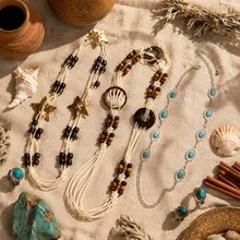 Boho Handmade Beaded Waist Chain Belt Set Star & Shell Pendant Braided Cord Belt Vintage Turquoise Stone Silver Chain Belly Belt Women Summer - Belt - View 5
