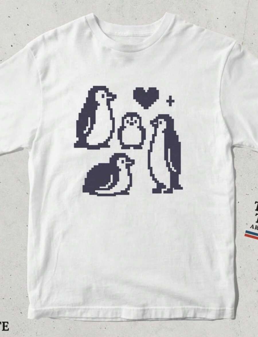 Pixel Art Palm Tree T-Shirt_ Tropical Island Cotton Tee.Jpg - 白色 6 - 查看 1