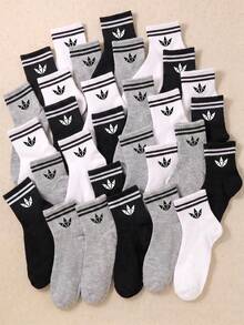 20 Pairs Unisex Kids Athletic Ankle Socks, Striped Pattern Minimalist Casual Style For Boys & Girls, Ideal For Daily School & Everyday Wear - Multicolor - View 3