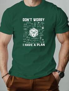 DON'T WORRY I HAVE A PLAN Men'S Summer Casual Round Neck Short Sleeve T-Shirt - 黑色 - 查看 8