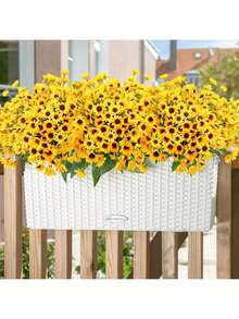 1/3/60pcs Artificial Sunflower, Fake Chrysanthemum Autumn Daisy Plants, Suitable For Outdoor Indoor Decoration, UV Resistant Artificial Plastic Fabric Greenery, Home Wedding DIY Garden Autumn Decor - Yellow - View 2