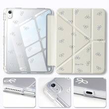 Cute Y-Fold Tablet Case With Pencil Holder For IPad Air 8 (M4) 11" 13" 2026 11th (A16) Air 11 M3 M2 Pro 11 M4 M5 7th 8th 9th 10.2" 10th 10.9 Air 4 Air 5 Corner Guard Design - Beige Bow - View 5