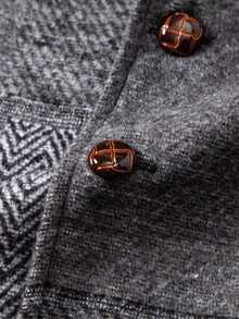 Rompi Pria Gaya Klasik Motif Kotak-kotak Patchwork Warna Blok dengan Kerah Model Klasik Warna Abu-abu - Grey - View 6