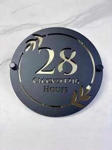 Custom Round 3D Hollow Acrylic Address Sign, With Cut-Out Leaf Pattern, 2 Nails For Fixing, Easy Outdoor Installation, Personalized Entrance Sign, Suitable For Houses And Apartments - Multicolor - View 9