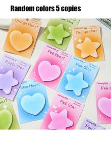 30pcs/Pack Heart/Star Shaped Sticky Notes, Total 5 Pads 150 Sheets, Multi-Purpose Convenient Notes, Can Be Written On, For Students, Office, Home Self-Adhesive - one-size - View 8