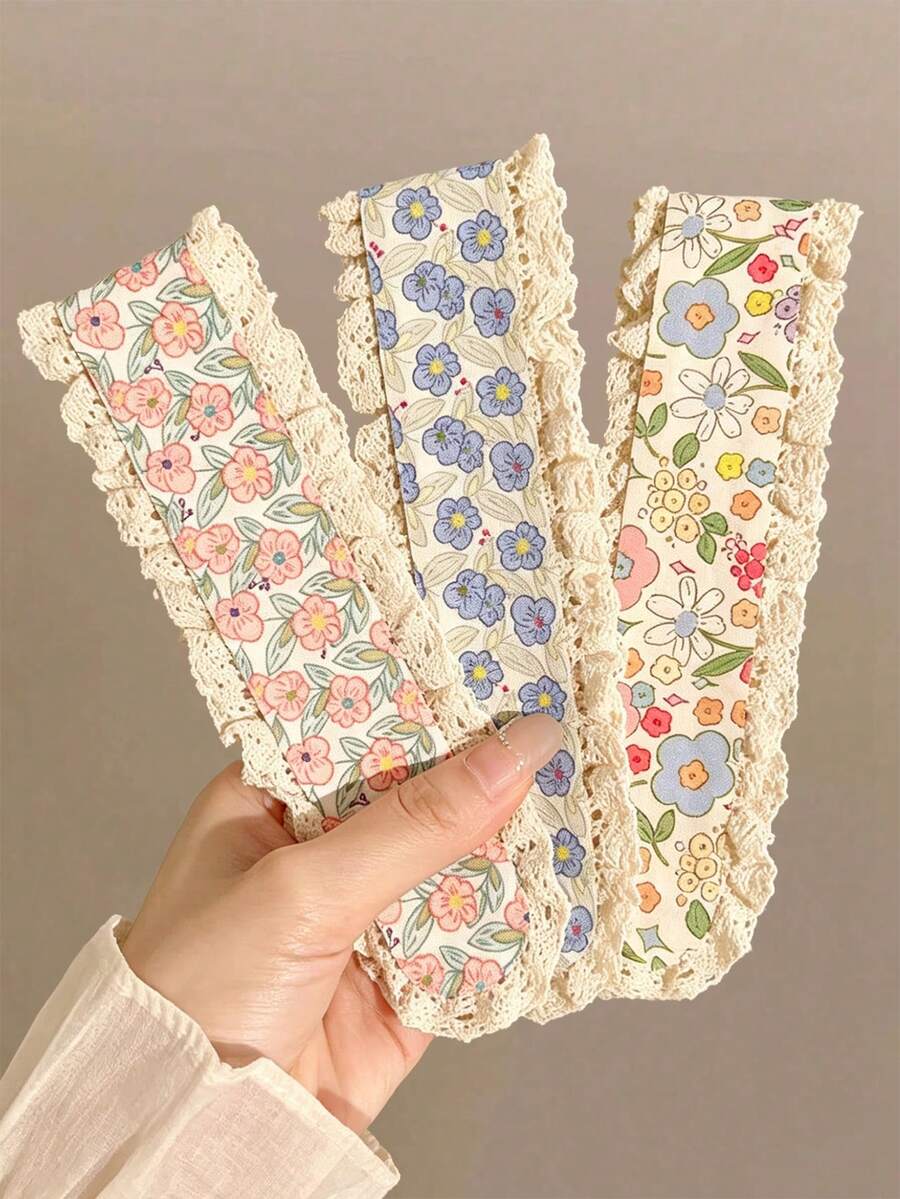 3pcs/Set Kids Multicolor Floral Hair Clips, Hair Accessories, Back Of Head Clip, Side Clip, Crocodile Clip, For Daily Use - Multicolor - View 1