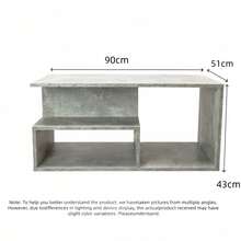 Stylish Coffee Table, Desk, Gathering Table, Side Table, Tea Table, End Table, Storage Table, Organizer Table, Nightstand, Grey Faux Stone Texture, Suitable For Apartments, Rental Homes, Bedrooms, Living Rooms, Studies. - Coffee Table - View 12