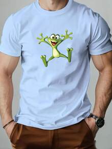Men'S Frog Pattern Summer Casual Short-Sleeve T-Shirt - 黑色 - 查看 8