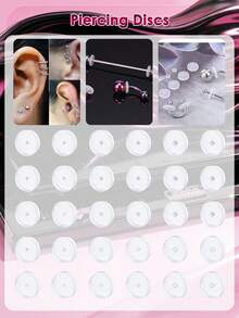 30/60/90pcs Silicone Piercing Healing Pads, Soft Anti-Hypertrophic, Disc-Shaped Design, Prevents Irritation And Inflammation, Suitable For Ear Piercing, Ear Studs, Nose Rings, Lip Piercing - Clear - View 2