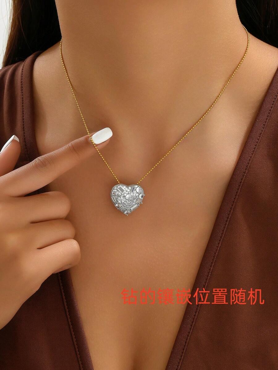 LIEBEIRIS 1 件心形项链，镶嵌锆石，适合女士情人节、妈妈、母亲、母亲节、礼物