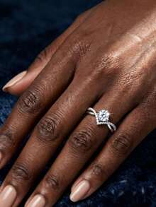 ConiiW 925 Sterling Silver 1-Carat Moissanite Ring, Classic Crown Design, Suitable For Men And Women, Perfect For Proposals, Engagements, Weddings, Parties, - Silver - View 5