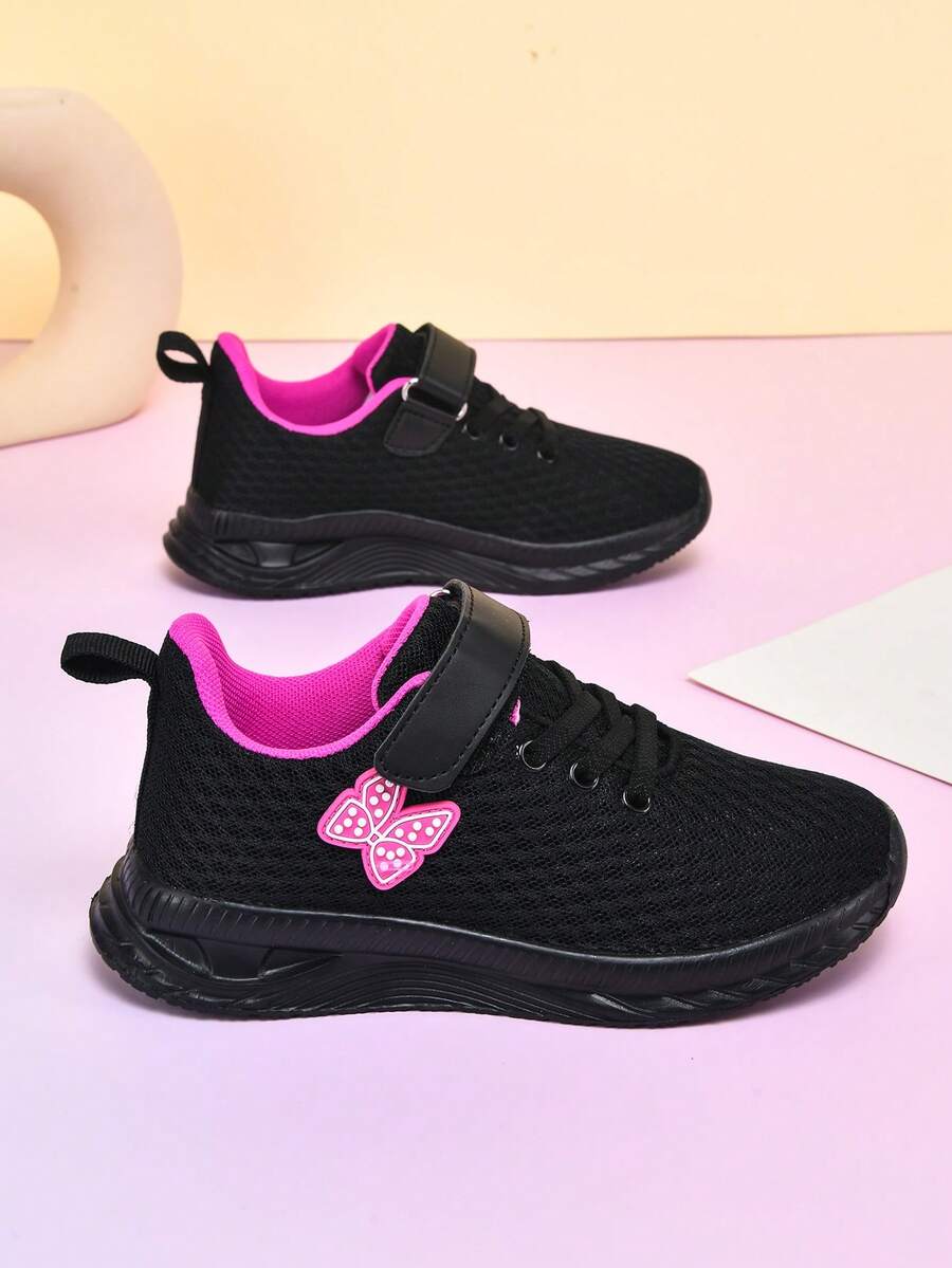 Youth Breathable Sports Shoes, Lightweight And Breathable One-Pedal Lace-Up Sports Shoes, Low-Top All-Season Running Cushioning Sports Casual Shoes - Black - View 1