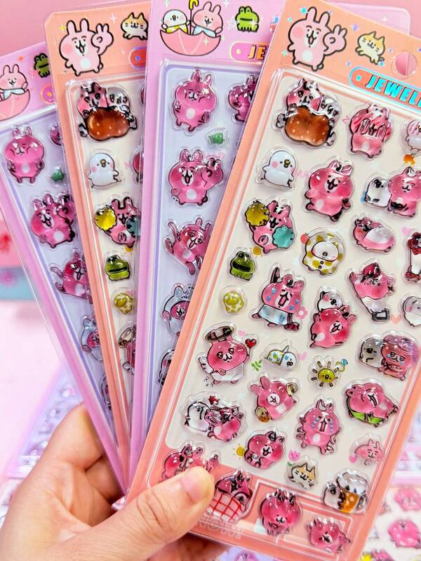 Japanese Fresh Animal Puffy Stickers, Residue-Free Reusable DIY Journal Decor