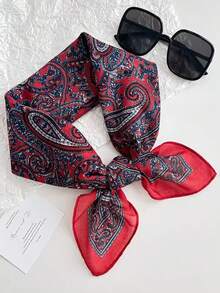 1pc Linen Feel 70x70CM Bandana Cashew Flower Small Silk Scarf Headwrap Versatile Square Scarf - Multicolor - View 6