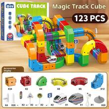 123pcs/67pcs/51pcs Magic Track Train Set, 3D Deformable Gravity Racing Track, DIY Educational Toy With Blocks & Traffic Lights.3+ Kids STEM Toy For Indoor & Outdoor Play, Ideal Gift For Birthday, Independence Day, Summer Party & Back To School. - 67pcs 3D Track Car Set - View 3
