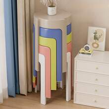 1 Piece, 5 Pieces Integrally Molded Plastic Round Stools, Multiple Colors Available, Hollow Round Seat With Anti-Slip Stool Legs, Stackable For Space-Saving Storage, Simple Tall Stools For Adults, Suitable For Dining Rooms, Living Rooms And Bathrooms - Multicolor - View 2