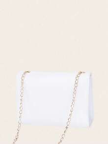 1pc Girls' Popular Classic Chain Crossbody Bag, Fashionable Small Square Shoulder Bag, Suitable For Shopping, Commuting, Ideal Gift Choice - White - View 6