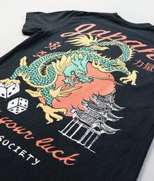 T-shirt da uomo a maniche corte con stampa grafica di Society GMOP - Nero 3 - Visualizzare 8