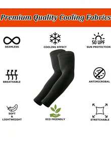 1 Pair Unisex Solid Color Anti-UV Mint Cool Breathable Elastic Fingerless Arm Sleeves Suitable For Outdoor Travel - Single - View 5
