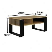 1 Piece Practical Multi-Compartment Living Room Coffee Table, Two Optional Internal Storage Layouts Slatted Concealed Side Panel Double-Layer Storage Space, For Household Guest Room Small Lounge, Tea Stand, Living Room Center Table, Media - Multicolor - View 12