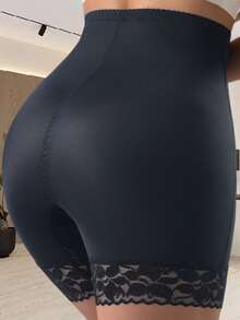 Zipper Waist-Cincher High-Waist Butt-Lifting Panties For Women, Strong Tummy Control Shaping Waist-Cinching Lace Shapewear - Black - View 4