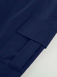 1pc Tween Girls Casual Butterfly Print Loose Cargo Pants With Pockets, Comfortable & Versatile - Navy Blue - View 8